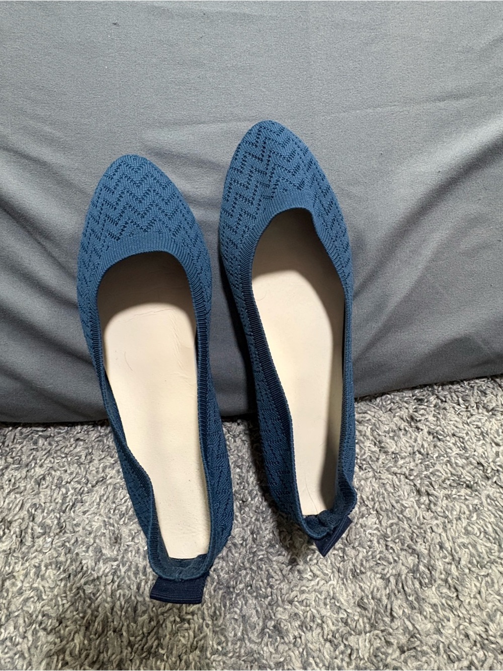 Women's Navy Knit Ballet Flats
